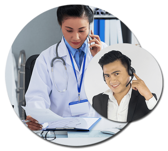 doctor making medical appointments through call centers